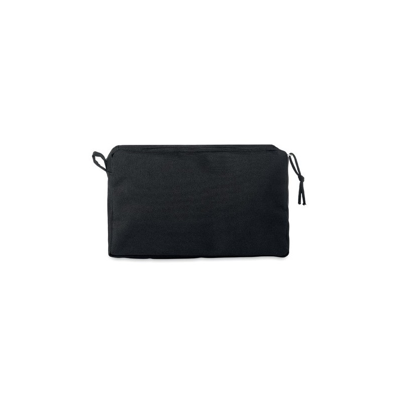 Trousse de toilette  en RPET personnalisée | BETTER & SMART Matières : PET recyclé Couleurs : noir personnalisable avec votre lo