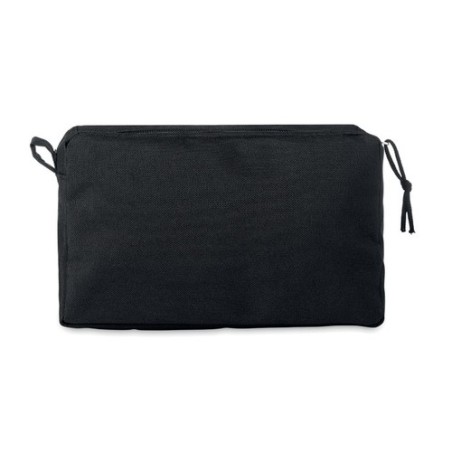 Trousse de toilette  en RPET personnalisée | BETTER & SMART Matières : PET recyclé Couleurs : noir personnalisable avec votre lo