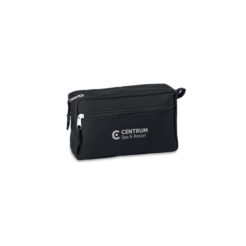 Trousse de toilette  en RPET personnalisée | BETTER & SMART Matières : PET recyclé Couleurs : noir cadeau entreprise pas cher
