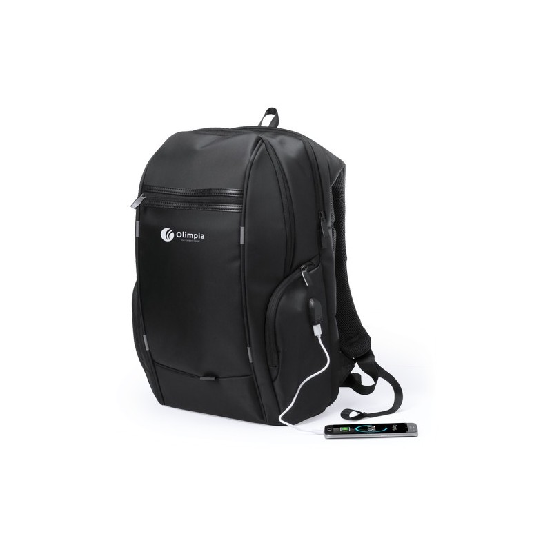 Sac à Dos Personnalisé pour Professionnels Pas Cher Zircan Matières : nylon Couleurs : noir objet publicitaire robuste