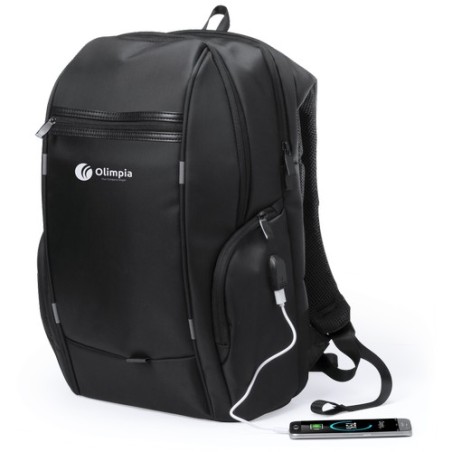 Sac à Dos Personnalisé pour Professionnels Pas Cher Zircan Matières : nylon Couleurs : noir objet publicitaire robuste