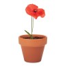 Pot  et pratique de graines de coquelicot RED POPPY Couleurs : bois Matières : terre cuite goodies publicitaire événementiel