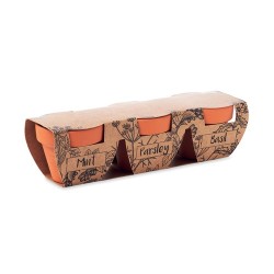 Pots s en terre cuite pour herbes - FLOWERPOT (3 unités) Couleurs : bois Matières : terre cuite cadeau entreprise pas cher