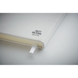 Carnet A5 antibactérien premium personnalisé ARCO CLEAN Matières : papier Couleurs : blanc marquage laser ultra précis