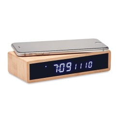 Chargeur sans fil  en bambou MORO Matières : ABS Couleurs : bois cadeau entreprise pas cher