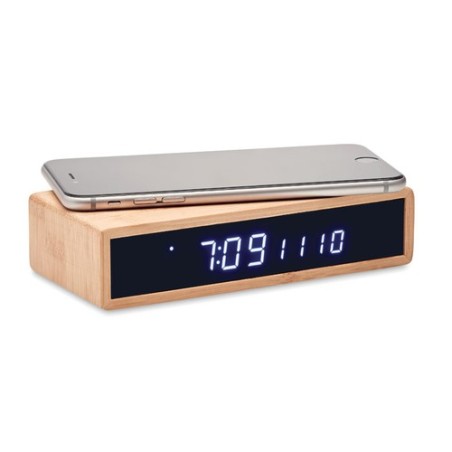 Chargeur sans fil  en bambou MORO Matières : ABS Couleurs : bois cadeau entreprise pas cher