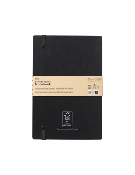 Bamboo Journal Naked Spine Notebook Black A5 carnet de notes