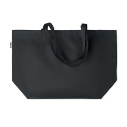 Sac shopping  grand modèle en RPET personnalisé TASLO Matières : PET recyclé Couleurs : noir impression haute définition