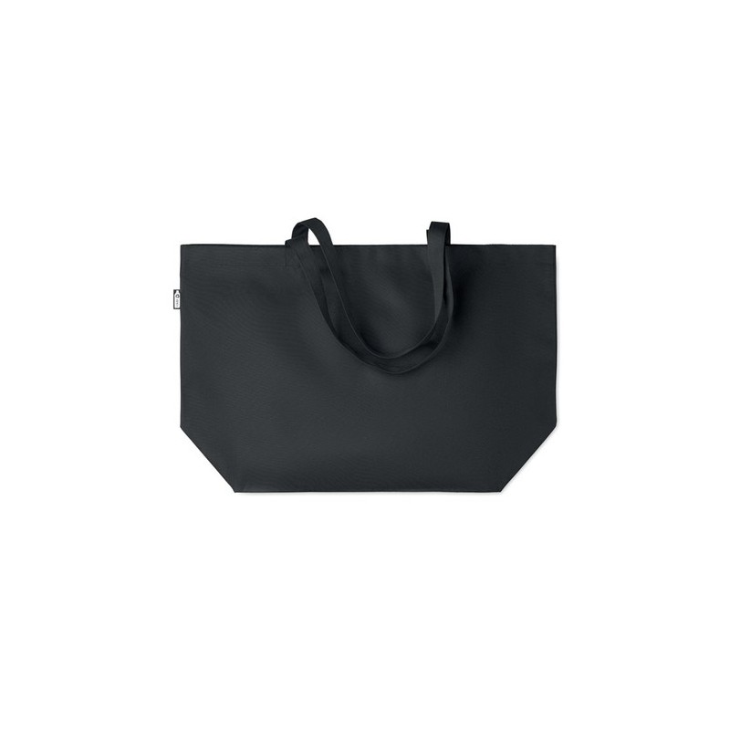 Sac shopping  grand modèle en RPET personnalisé TASLO Matières : PET recyclé Couleurs : noir impression haute définition