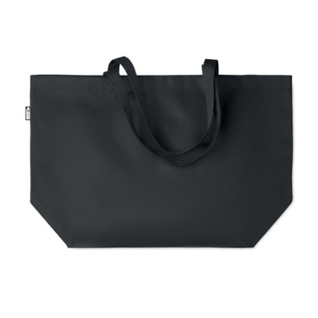 Sac shopping  grand modèle en RPET personnalisé TASLO Matières : PET recyclé Couleurs : noir impression haute définition