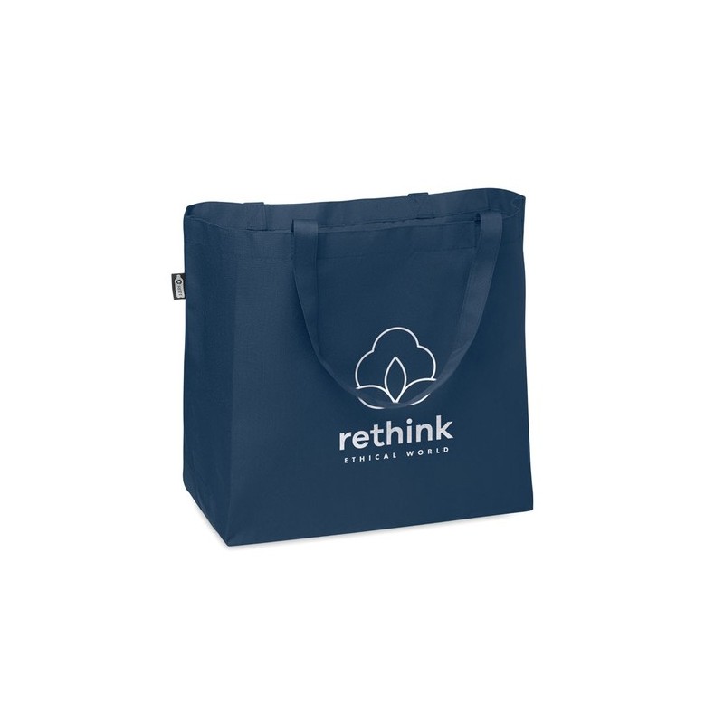 Sac shopping  grand modèle en RPET personnalisé TASLO Matières : PET recyclé Couleurs : bleu livraison express 24h 48h