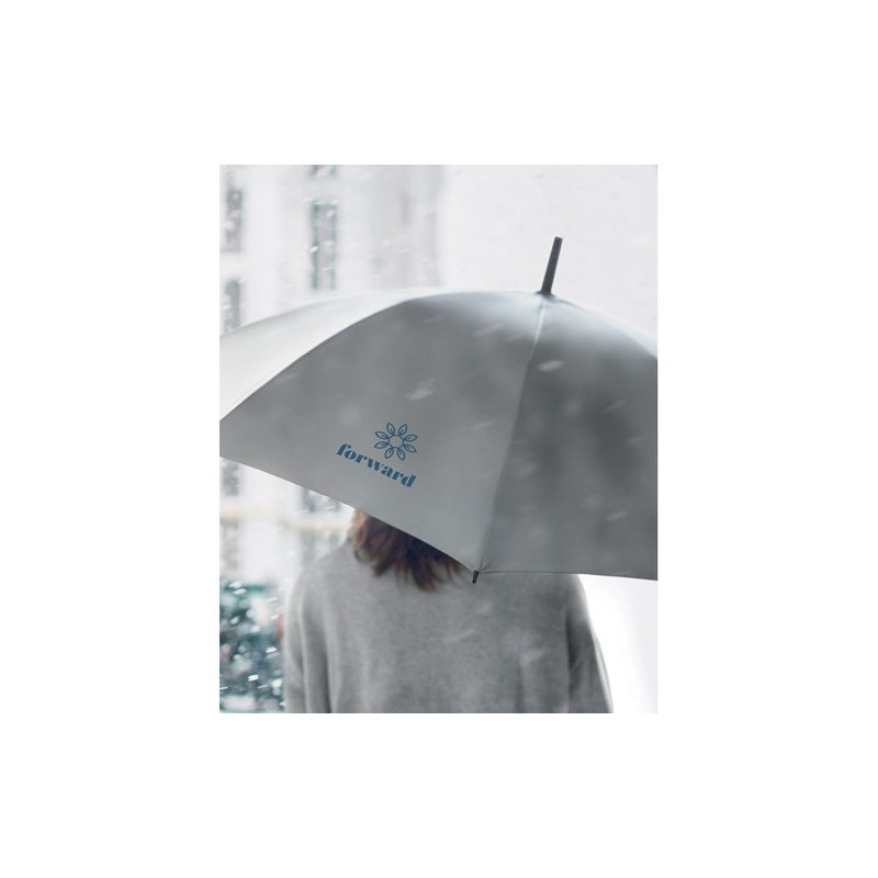 Parapluie réfléchissant personnalisé pratique VISIBRELLA Matières : PET Couleurs : argenté mat goodies publicitaire événementiel