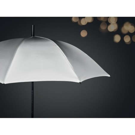 Parapluie réfléchissant personnalisé pratique VISIBRELLA Matières : PET Couleurs : argenté mat impression haute définition