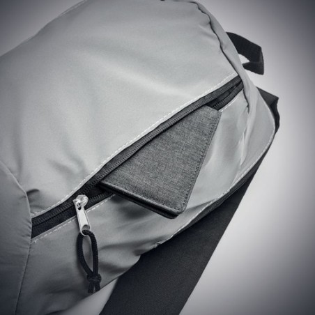 Sac à dos réfléchissant 600D personnalisé pas cher - VISIBACK Matières : PET Couleurs : argenté mat cadeau entreprise pas cher