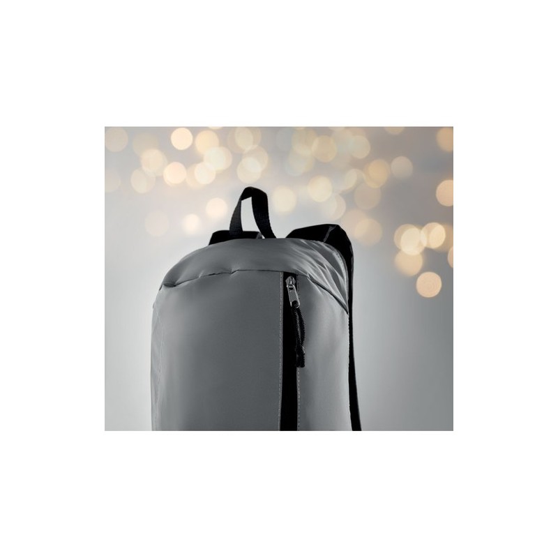 Sac à dos réfléchissant 600D personnalisé pas cher - VISIBACK Matières : PET Couleurs : argenté mat marquage laser ultra précis