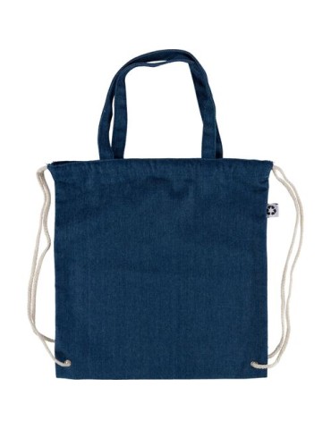 Sac à dos cordelette en denim recyclé Dex