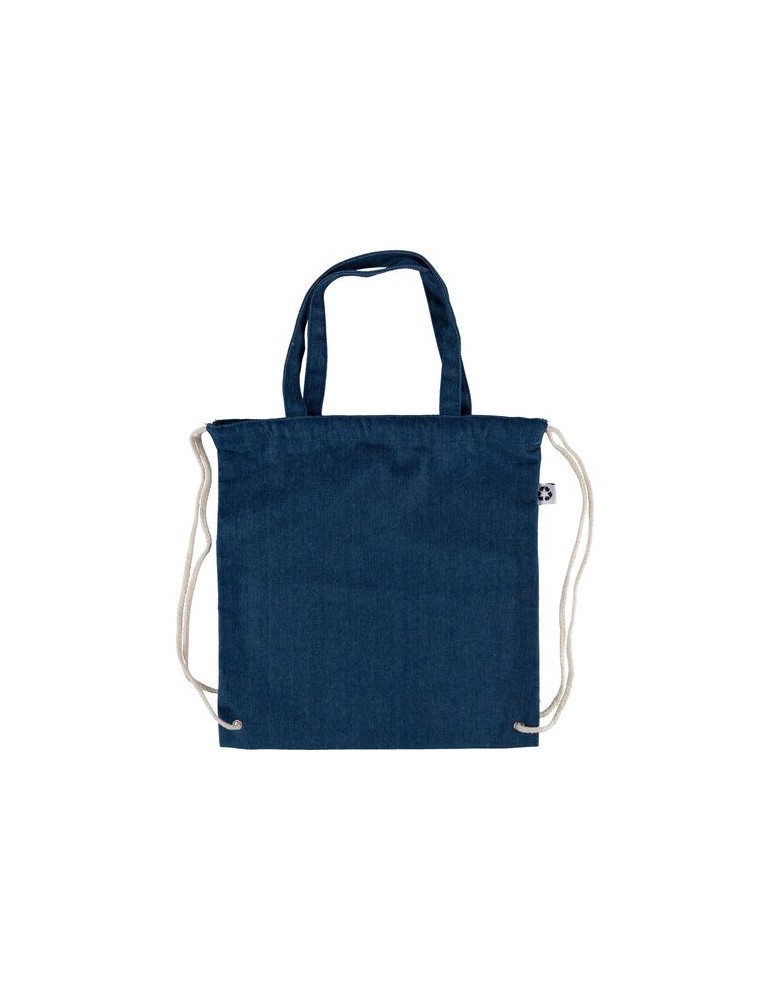 Sac à dos cordelette en denim recyclé Dex