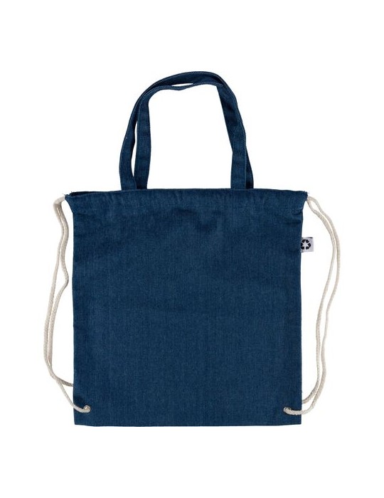 Sac à dos cordelette en denim recyclé Dex