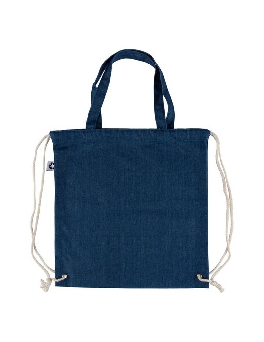 Sac à dos cordelette en denim recyclé Dex