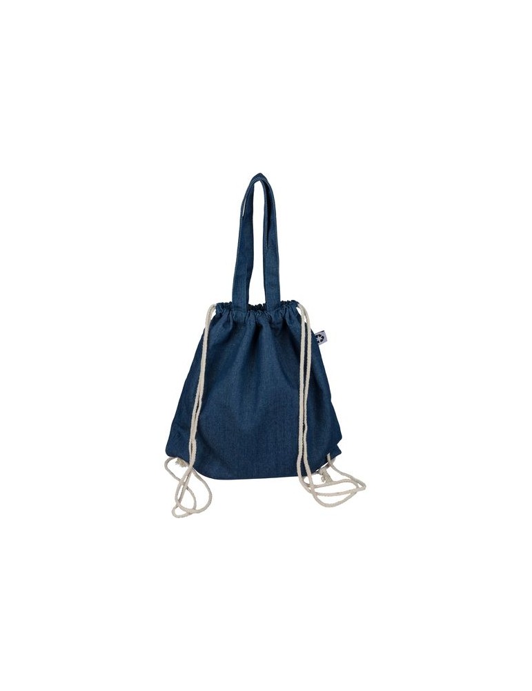 Sac à dos cordelette en denim recyclé Dex