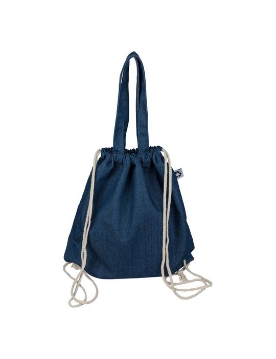 Sac à dos cordelette en denim recyclé Dex