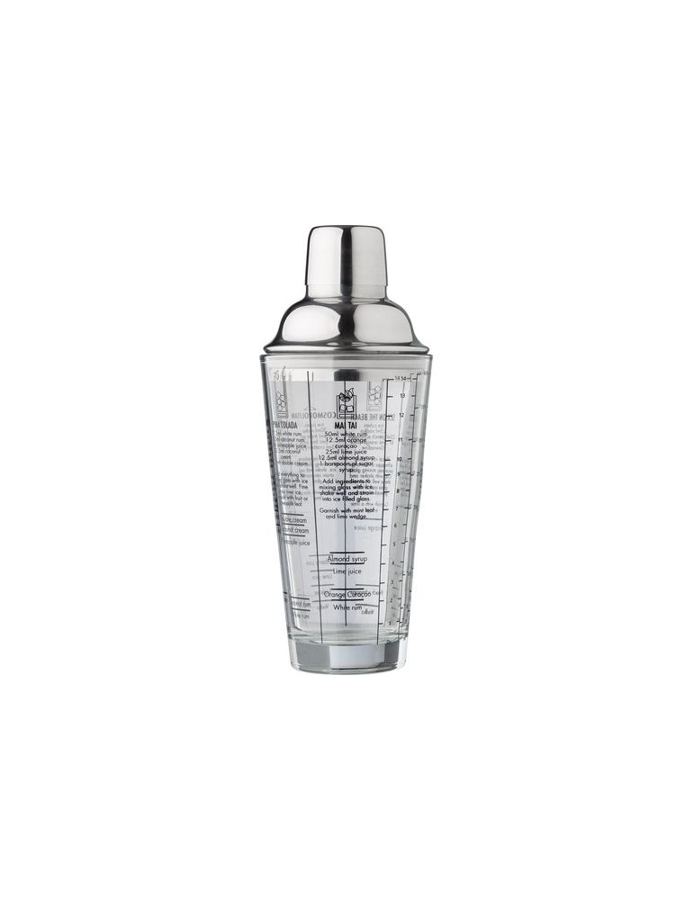 Shaker gradué personnalisé en verre et en inox Adela pas cher