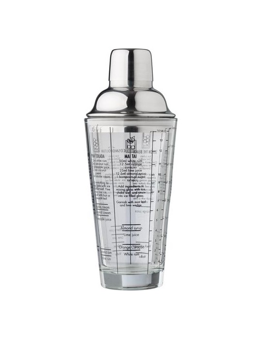 Shaker gradué personnalisé en verre et en inox Adela pas cher