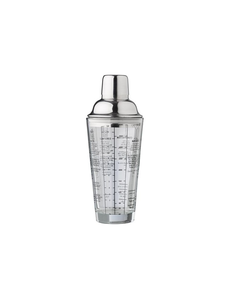 Shaker gradué personnalisé en verre et en inox Adela pas cher