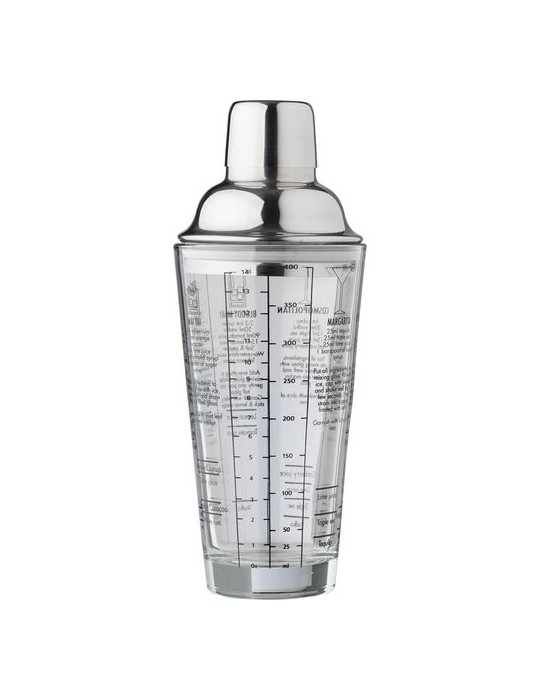 Shaker gradué personnalisé en verre et en inox Adela pas cher