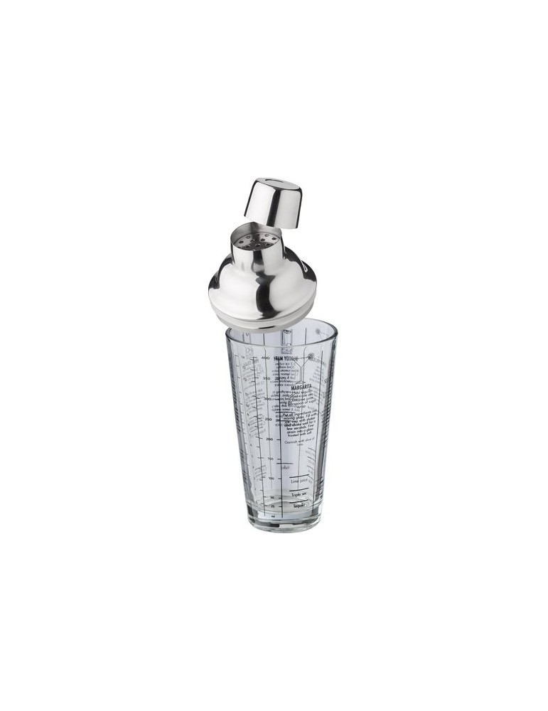 Shaker gradué personnalisé en verre et en inox Adela pas cher