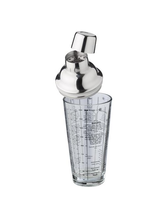 Shaker gradué personnalisé en verre et en inox Adela pas cher