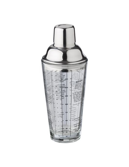 Shaker gradué personnalisé en verre et en inox Adela pas cher