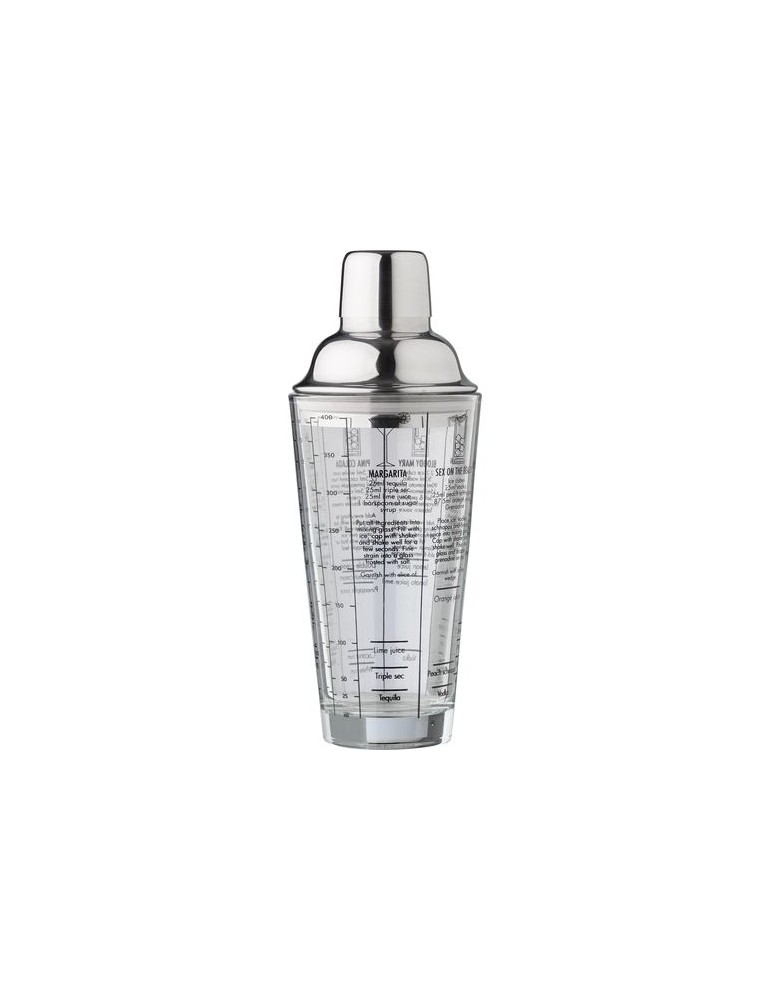 Shaker gradué personnalisé en verre et en inox Adela pas cher