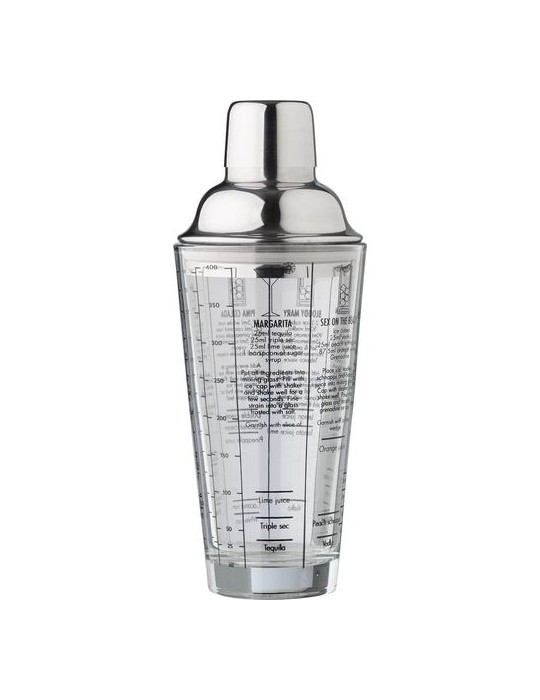 Shaker gradué personnalisé en verre et en inox Adela pas cher