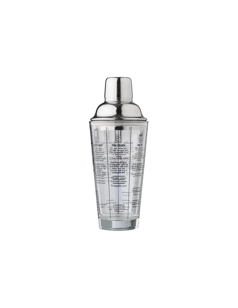 Shaker gradué personnalisé en verre et en inox Adela pas cher