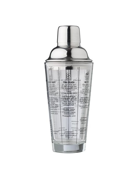 Shaker gradué personnalisé en verre et en inox Adela pas cher