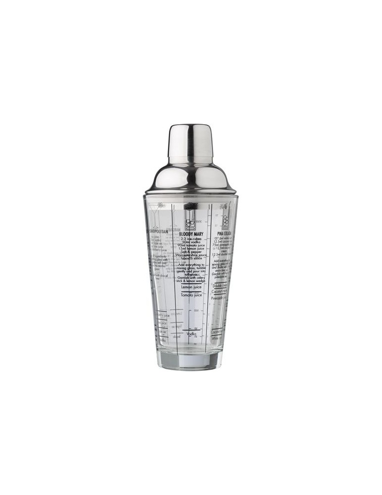 Shaker gradué personnalisé en verre et en inox Adela pas cher