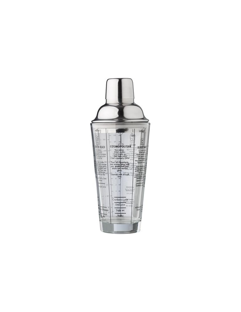 Shaker gradué personnalisé en verre et en inox Adela pas cher