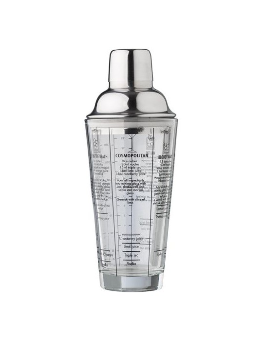 Shaker gradué personnalisé en verre et en inox Adela pas cher
