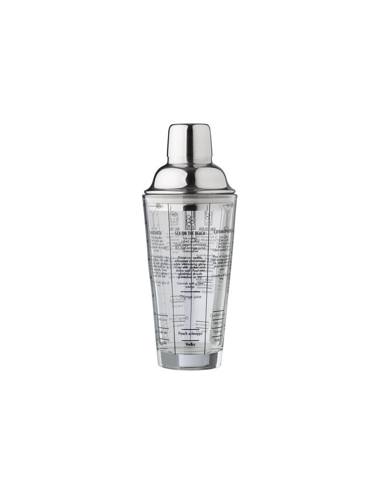 Shaker gradué personnalisé en verre et en inox Adela pas cher