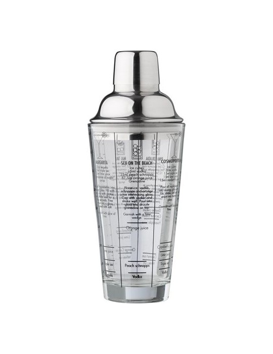 Shaker gradué personnalisé en verre et en inox Adela pas cher