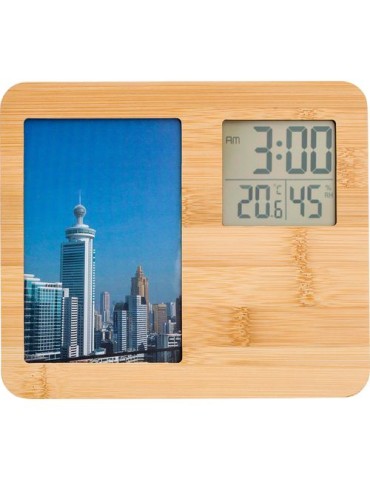 Station Météo en Bambou Personnalisée - Colton, Multifonctionnelle