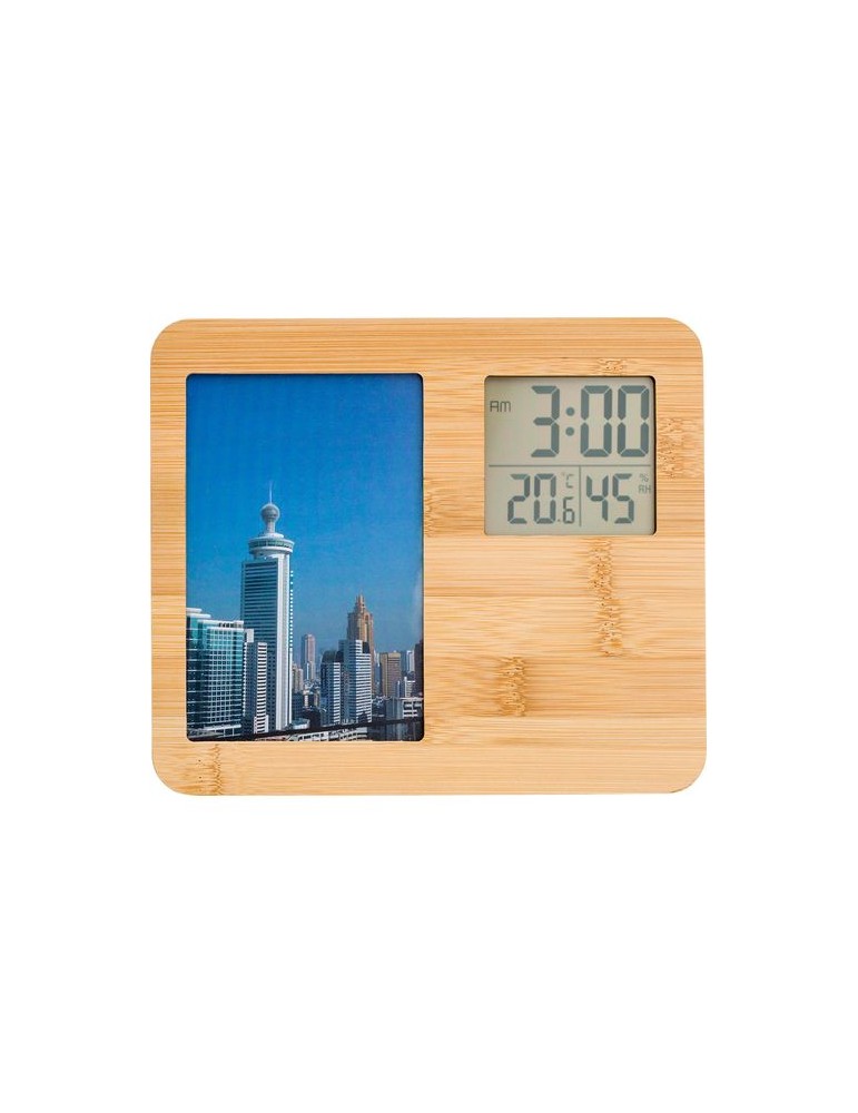 Station Météo en Bambou Personnalisée - Colton, Multifonctionnelle