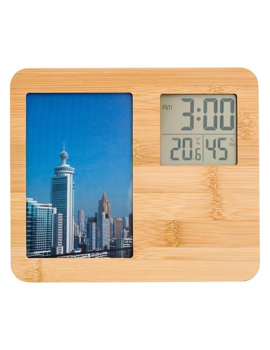 Station Météo en Bambou Personnalisée - Colton, Multifonctionnelle