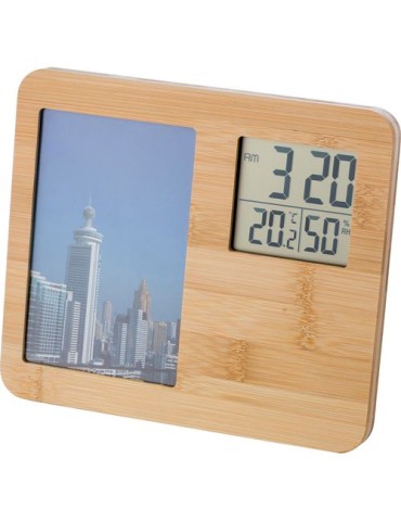 Station Météo en Bambou Personnalisée - Colton, Multifonctionnelle 2