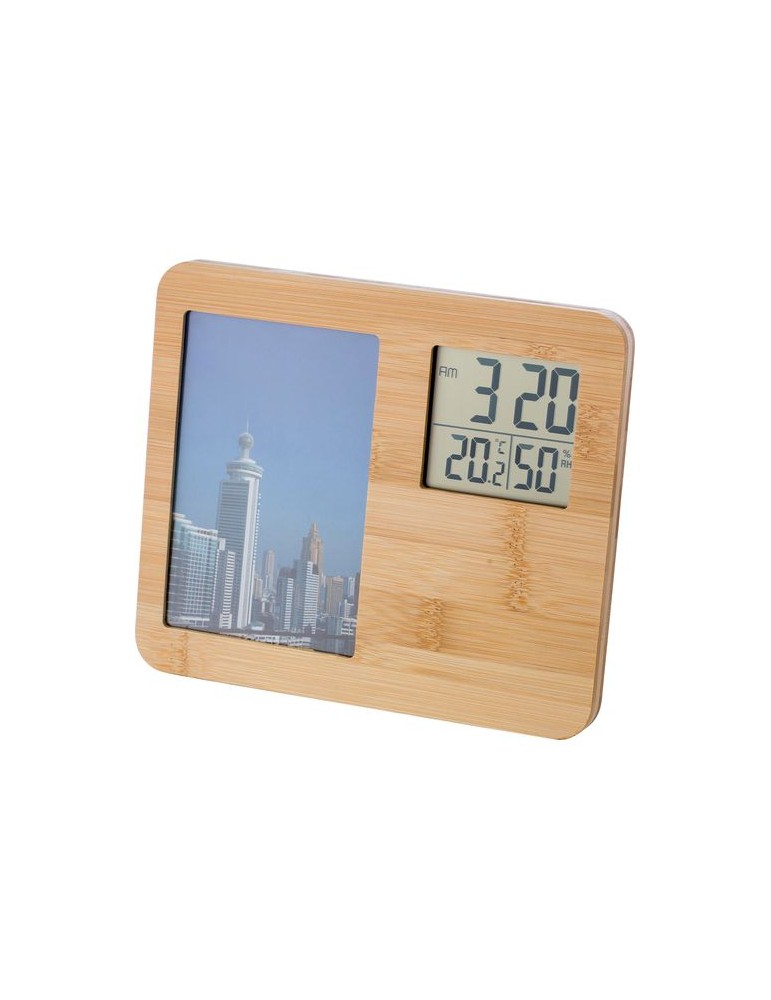 Station Météo en Bambou Personnalisée - Colton, Multifonctionnelle