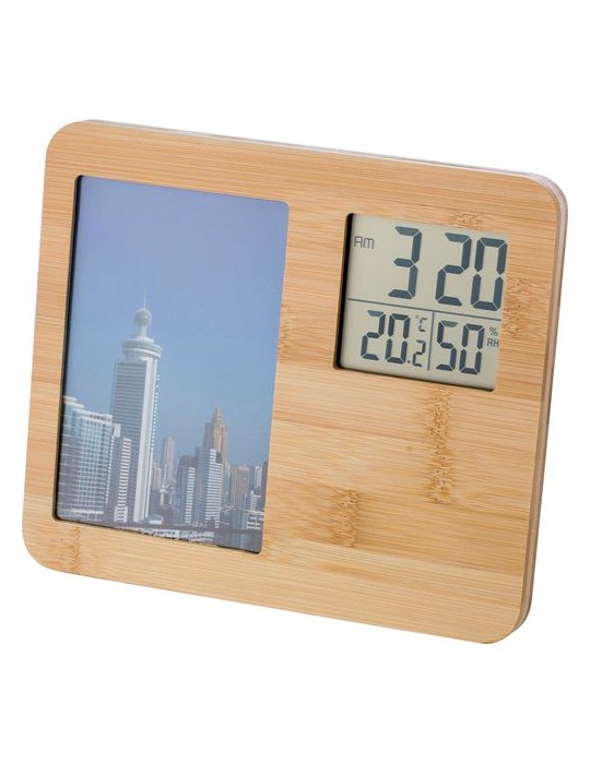 Station Météo en Bambou Personnalisée - Colton, Multifonctionnelle