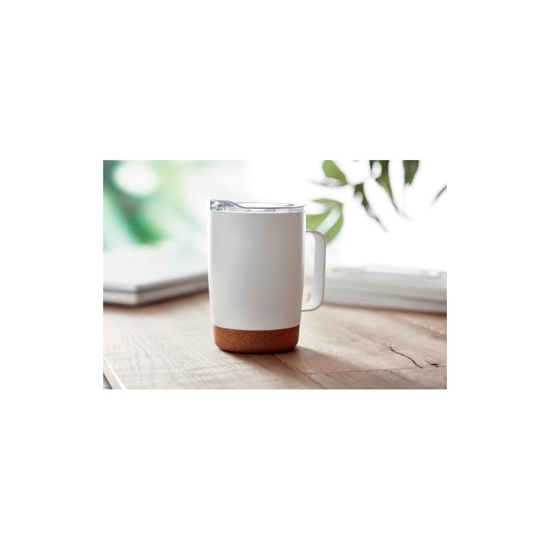 Gobelet isotherme double paroi 300ml personnalisable et pratique RUBY Matières : acier inoxydable Couleurs : blanc cadeau client