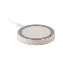 Chargeur  sans fil personnalisable en paille de blé/ABS - PLATO+ Matières : ABS Couleurs : beige