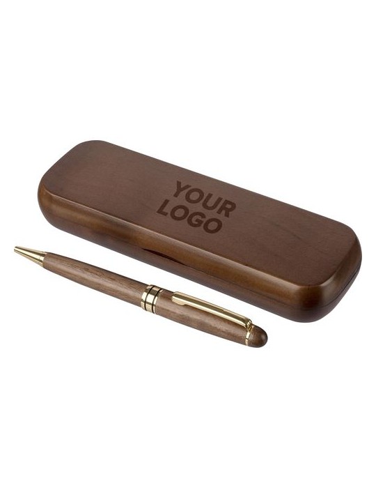 Stylo bille twist en bois de noyer Noa